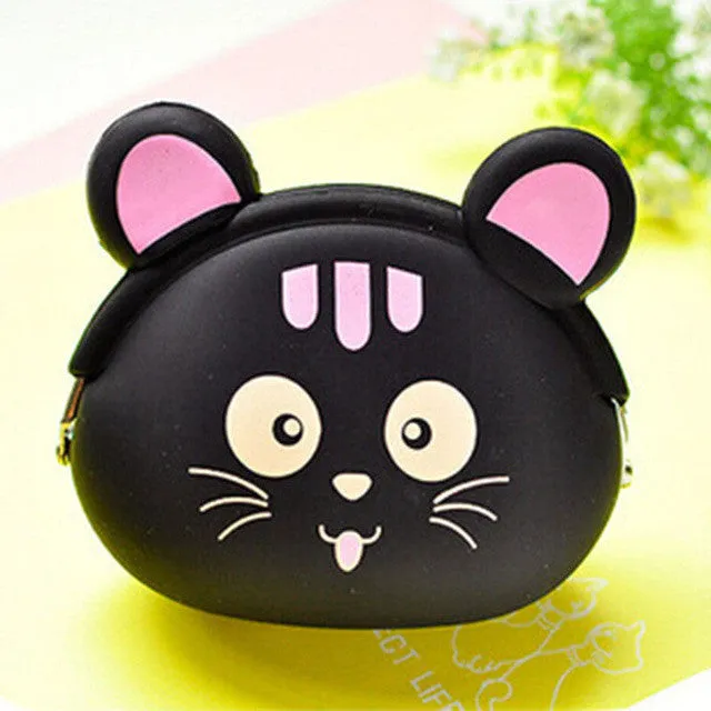 2016 New Fashion Lovely Kawaii Candy Color Cartoon Animal Women Girls Wallet Multicolor Jelly Silicone Coin Bag Purse Kid Gift