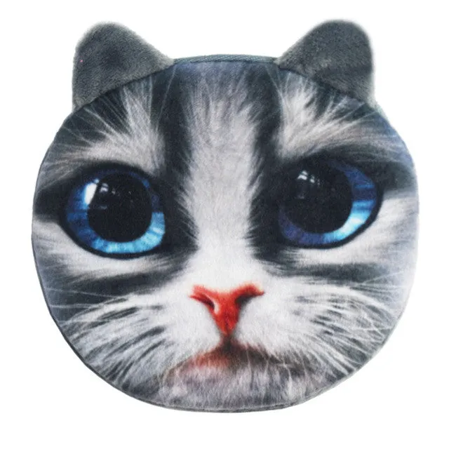 2017 New Cartoon Coin Wallet For Children 3D Cute Cat Face Coin Purse Female Money Storage Pouch Women Zipper Coin Bag