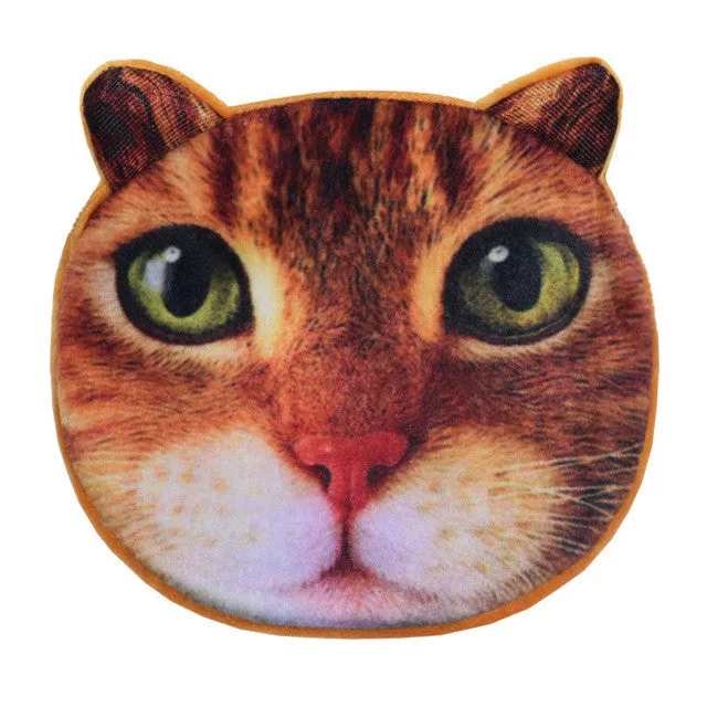 2017 New Cartoon Coin Wallet For Children 3D Cute Cat Face Coin Purse Female Money Storage Pouch Women Zipper Coin Bag