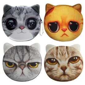 2017 New Cartoon Coin Wallet For Children 3D Cute Cat Face Coin Purse Female Money Storage Pouch Women Zipper Coin Bag