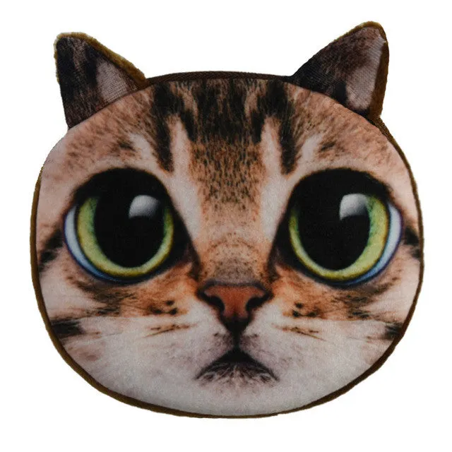 2017 New Cartoon Coin Wallet For Children 3D Cute Cat Face Coin Purse Female Money Storage Pouch Women Zipper Coin Bag