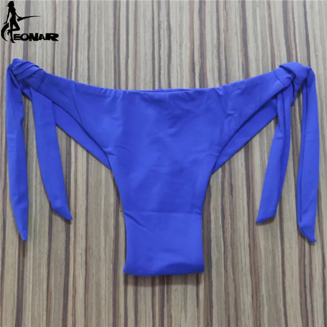 2017 Sexy Solid Thong Bikini Brazilian Cut Swimwear Women Bottom Adjustable Briefs Swimsuit Panties Underwear Thong Bathing Suit