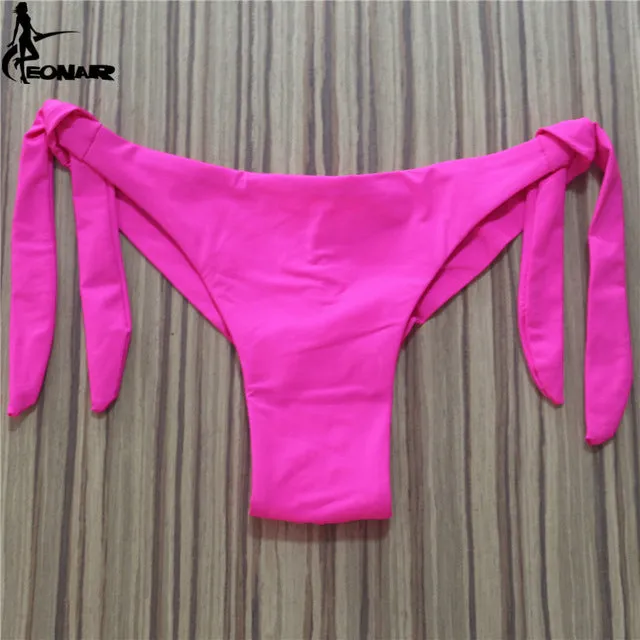 2017 Sexy Solid Thong Bikini Brazilian Cut Swimwear Women Bottom Adjustable Briefs Swimsuit Panties Underwear Thong Bathing Suit