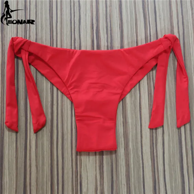 2017 Sexy Solid Thong Bikini Brazilian Cut Swimwear Women Bottom Adjustable Briefs Swimsuit Panties Underwear Thong Bathing Suit