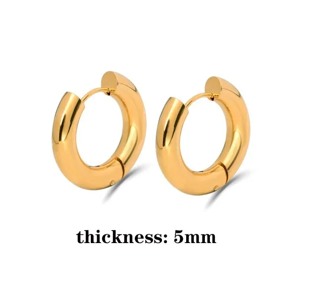 2PC /Set Stainless Steel Small Hoop Earrings for Women Men Gold Black Circle Thick Ear Ring Huggie Earrings Hoop Piercing 2020