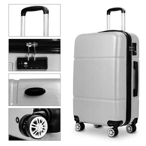 3 Pcs GLOBALWAY Luggage Set 20" 24" 28" Trolley Suitcase w/ TSA Lock-Silver Gray