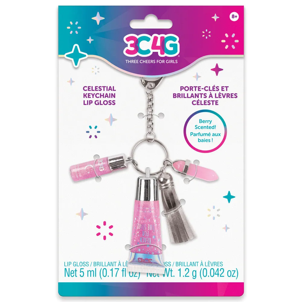 3C4G Celestial Keychain Lip Gloss with Berry Scent and Charms