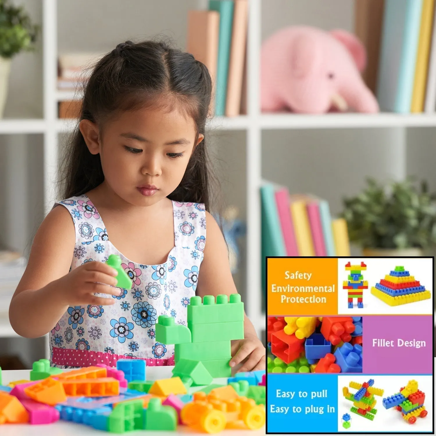 4431 Blocks Set for Kids, Play Fun and Learning Blocks for Kids Games for Children Block Game Puzzles Set Boys, Children (Multicolor, 120 Bricks Blocks)