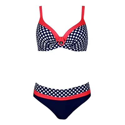 [Andzhelika ] 2017 New Swimsuit Bikini Sexy Polka Dot Large Cup Bar small Bottom Bathing Suit Push Up Swimwear LD516