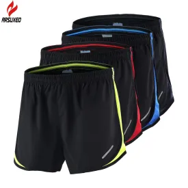 Arsuxeo 2 in 1 Summer Men's Marathon Running Shorts Black Quick Dry Training Crossfit Fitness Run Sports Shorts 3XL Size