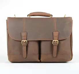 Ashwood Brown Leather Double Pocket Briefcase