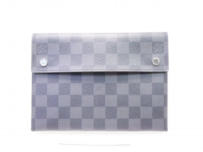 Authentic Pre-owned Louis Vuitton Damier Graphite Alpha Triple Pouch(Medium) Bag Purse N60255 211038