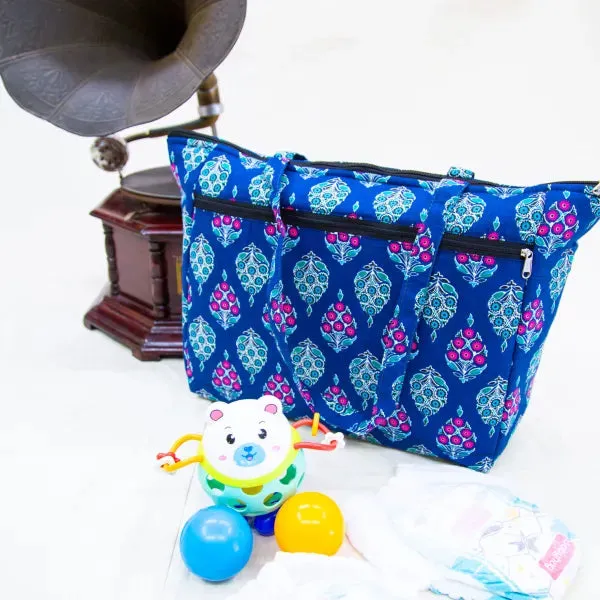 Baby Bag Diaper bag Hospital Bag Blue Color with Pink Prints