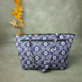 Baby Bag Diaper bag Hospital Bag Blue with White Composite Repeat Prints