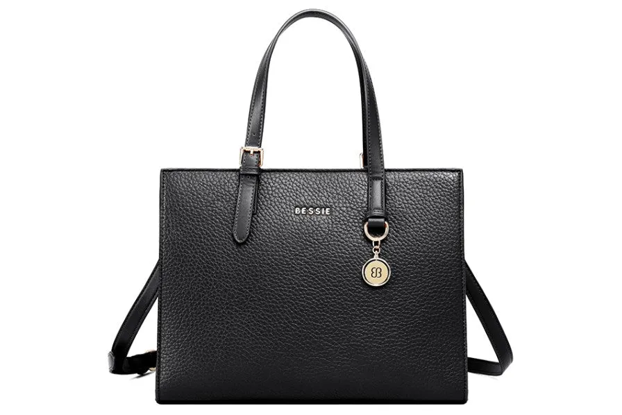 Black Belt Handle Tote Bag - Bessie London