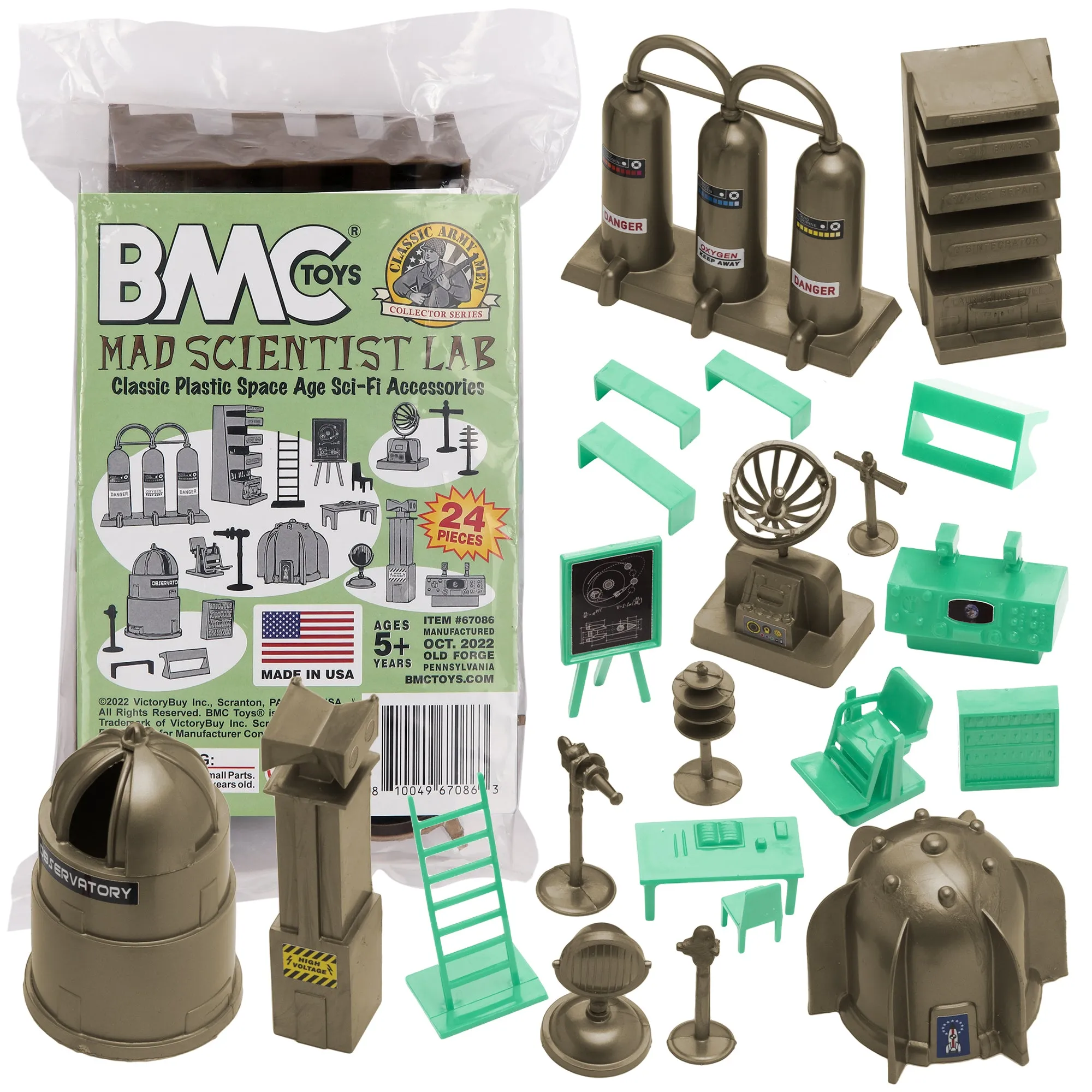 BMC Classic Mad Scientist Lab 24pc Plastic Army Men Sci-Fi Accessory Playset