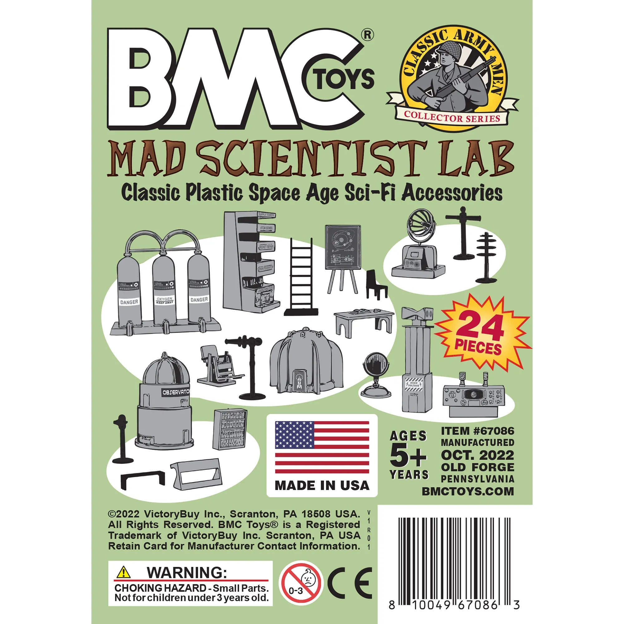 BMC Classic Mad Scientist Lab 24pc Plastic Army Men Sci-Fi Accessory Playset