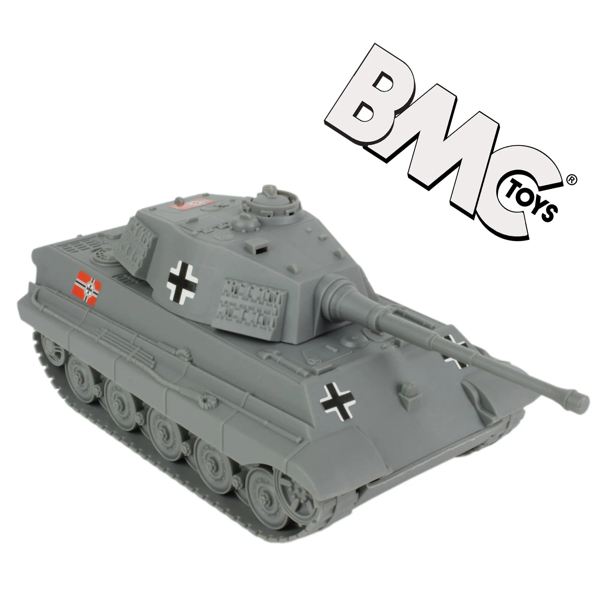 BMC WW2 German King Tiger Tank - Gray 1:32 Vehicle for Plastic Army Men