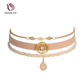 DANZE 4 Types Bohemian Choker Necklace Set for Women Female Opal Pendant Chokers Fashion hollow out lace Collier Femme Jewelry