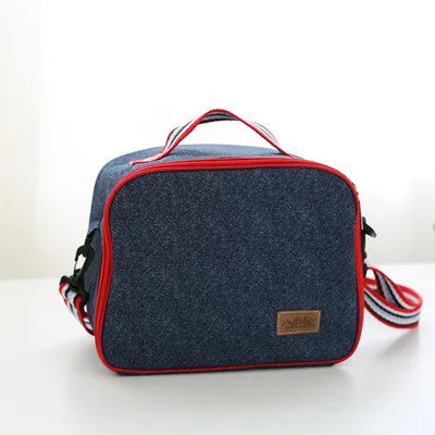 Denim Lunch Bag Kid Bento Box Insulated Pack Picnic Drink Food Thermal Ice Cooler Leisure Accessories Supplies Product