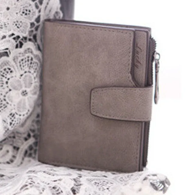 Fashion Small Female Purse short purse Lady Letter Snap Fastener Zipper Short Clutch Wallet Solid Vintage Matte Women Wallet