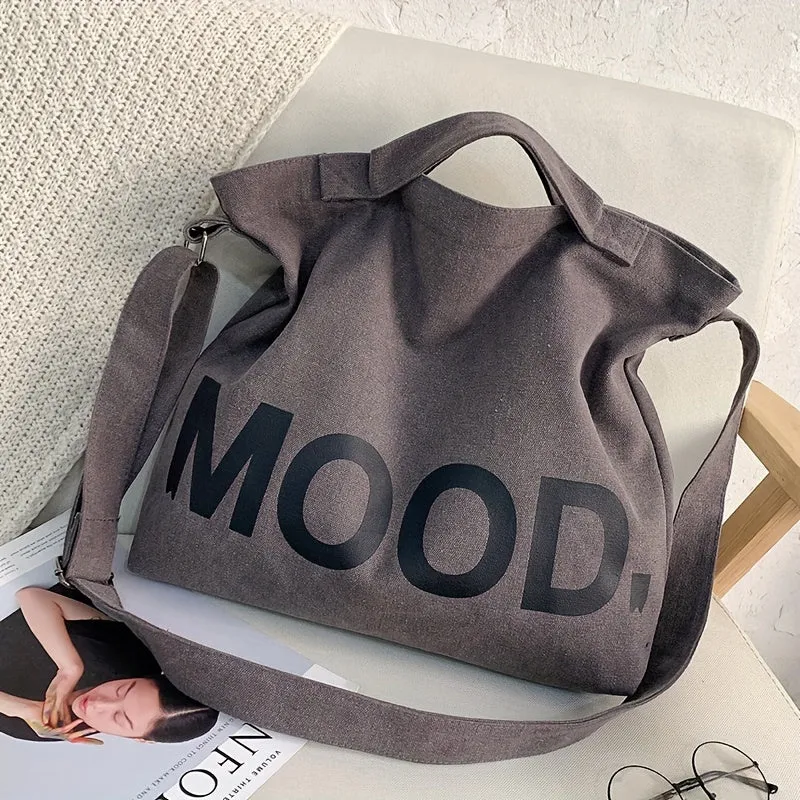 [Fast Arrival] Large Capacity One Shoulder Crossbody Bag - Fashionable Letter Canvas Bag for Men & Women, Ideal for Office, Campus, Travel, Versatile Handbag