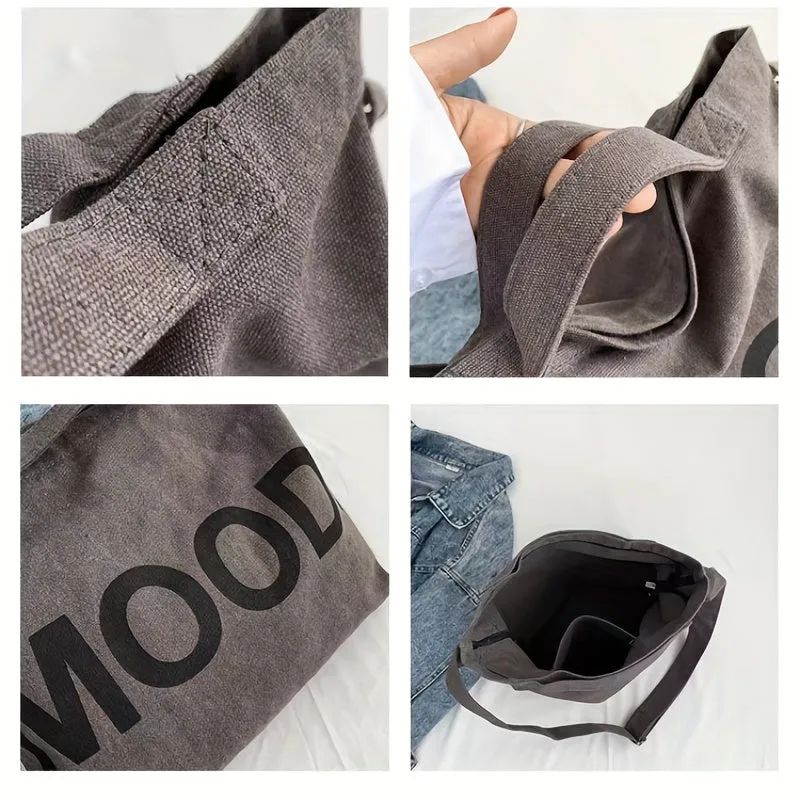 [Fast Arrival] Large Capacity One Shoulder Crossbody Bag - Fashionable Letter Canvas Bag for Men & Women, Ideal for Office, Campus, Travel, Versatile Handbag