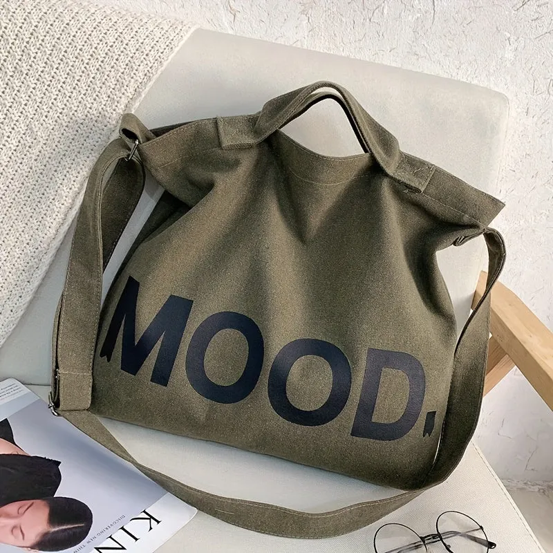 [Fast Arrival] Large Capacity One Shoulder Crossbody Bag - Fashionable Letter Canvas Bag for Men & Women, Ideal for Office, Campus, Travel, Versatile Handbag