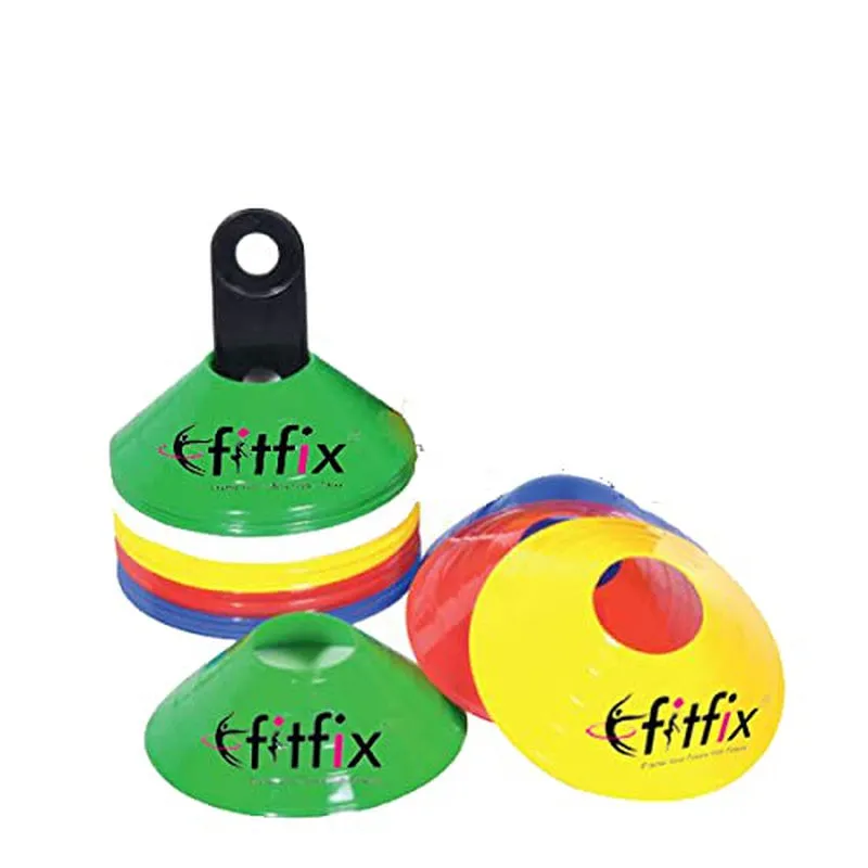 Fitfix Disc Cones with Carry Bag (Pack of 25 Cones) | Space Marker Agility Cones for Sports Training