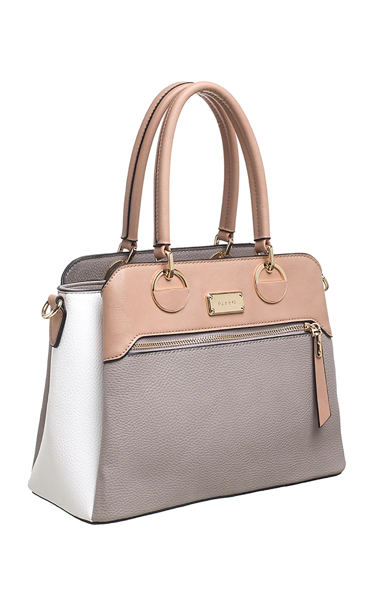 Grey Three Tone Tote Bag - Bessie London