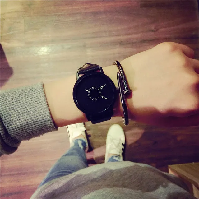 Hot Sale Fshion Brand Watches Men Women Quartz Clock New Design Unique Lovers' Wrist Watch Casual Black White Watch Leather Band