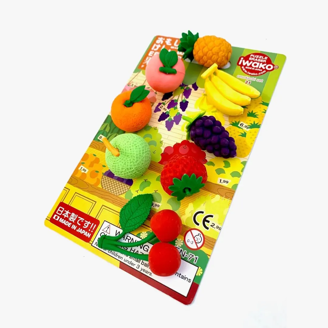 Iwako Fruit Puzzle Eraser Set of 8