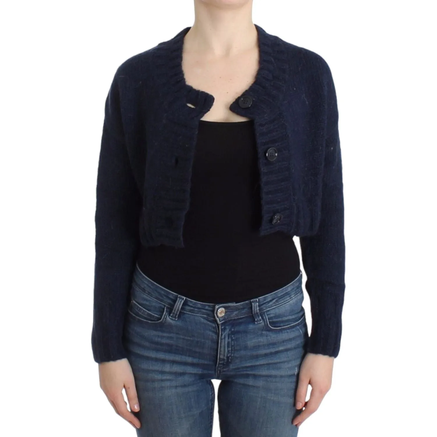 John Galliano Chic Cropped Blue Cardigan