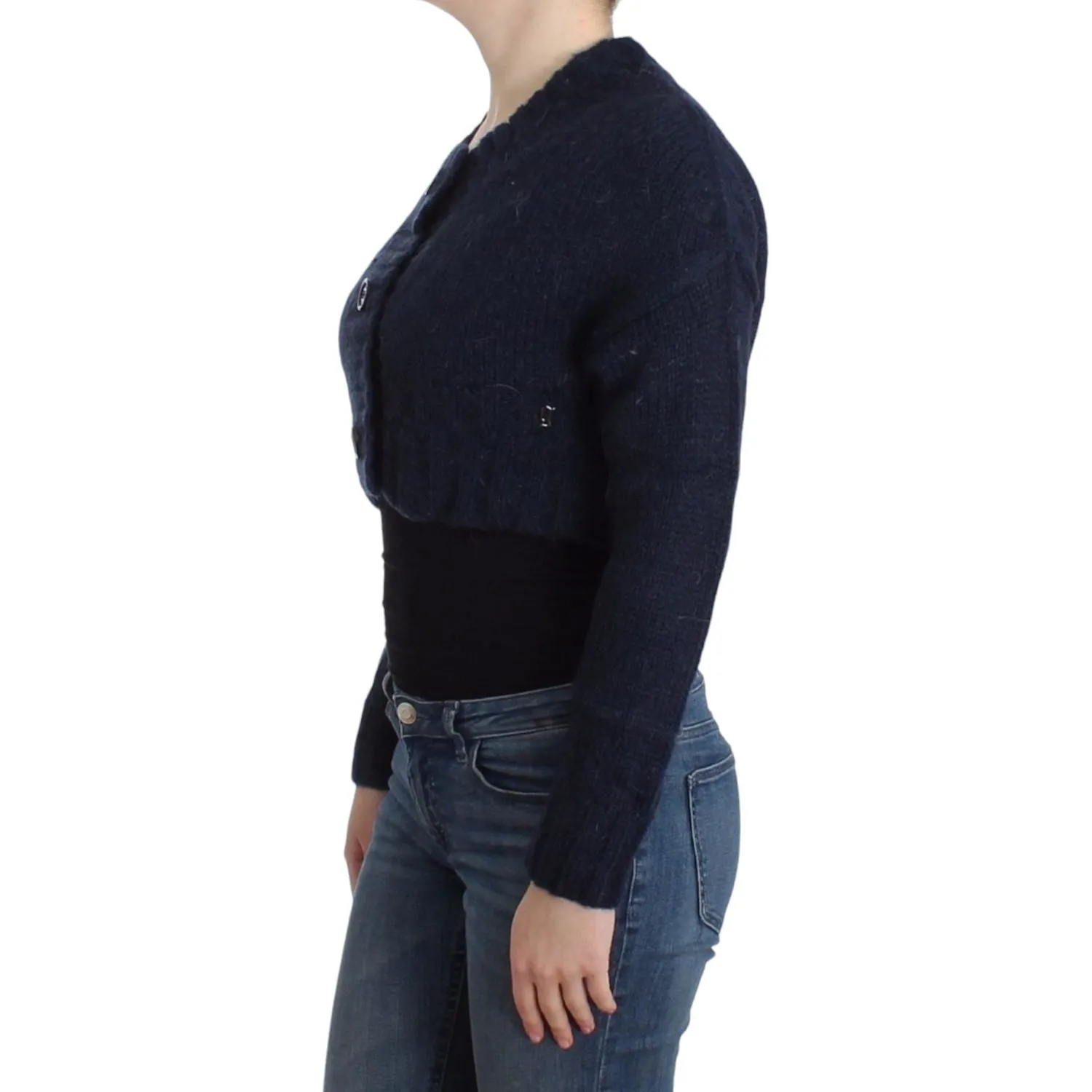 John Galliano Chic Cropped Blue Cardigan