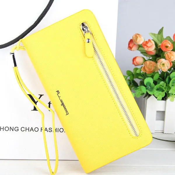 Luxury Brand Leather Phone Wallets Women Zipper Long Coin Purses Money Bag Credit Card Holder High Quality Clucth Wallets Female