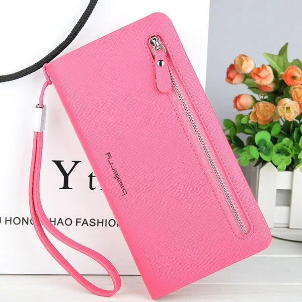 Luxury Brand Leather Phone Wallets Women Zipper Long Coin Purses Money Bag Credit Card Holder High Quality Clucth Wallets Female