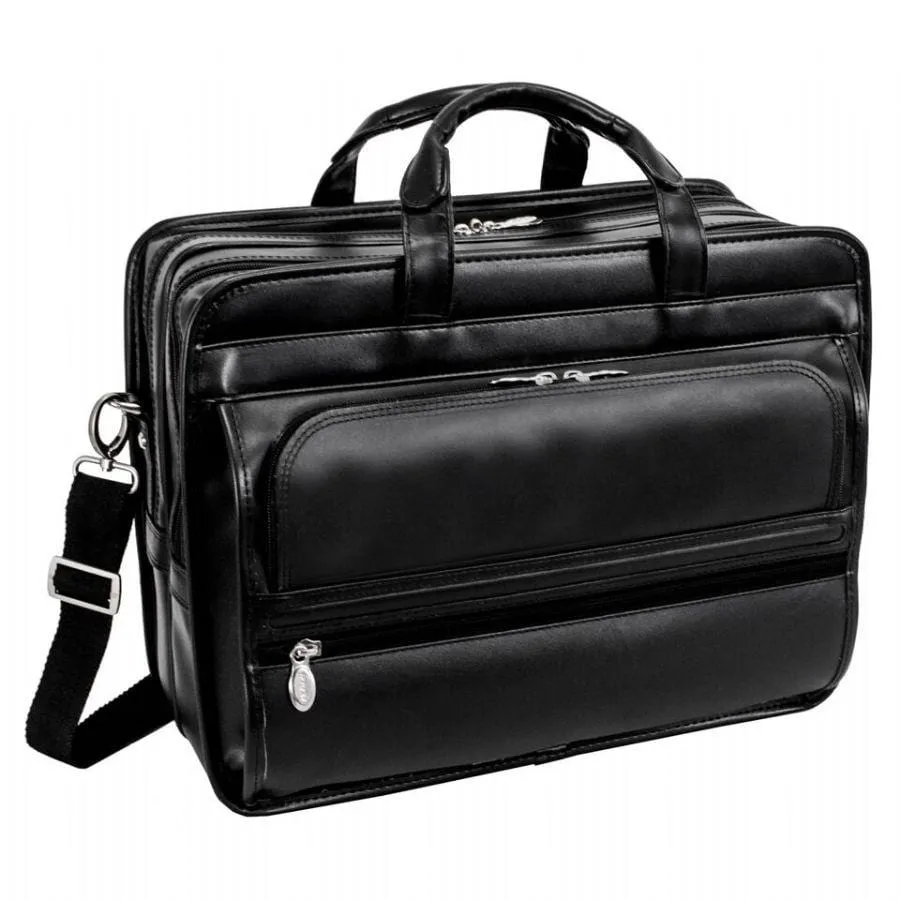 McKlein USA Franklin 15.6" Leather Detachable Wheeled Laptop Briefcase Black