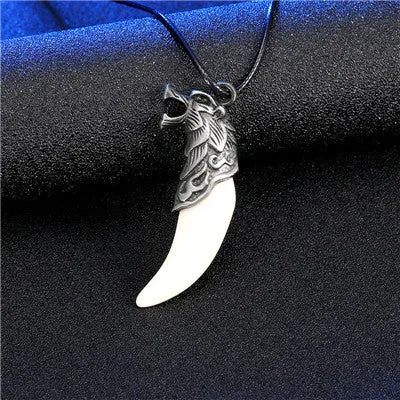 Men Antique Wolf Fang Tooth Pendant Necklace Vintage Wolf Tooth Dragon Alloy Pendant Necklace Fashion Jewelry gift freeshipping