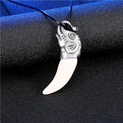 Men Antique Wolf Fang Tooth Pendant Necklace Vintage Wolf Tooth Dragon Alloy Pendant Necklace Fashion Jewelry gift freeshipping