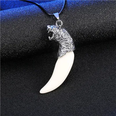 Men Antique Wolf Fang Tooth Pendant Necklace Vintage Wolf Tooth Dragon Alloy Pendant Necklace Fashion Jewelry gift freeshipping