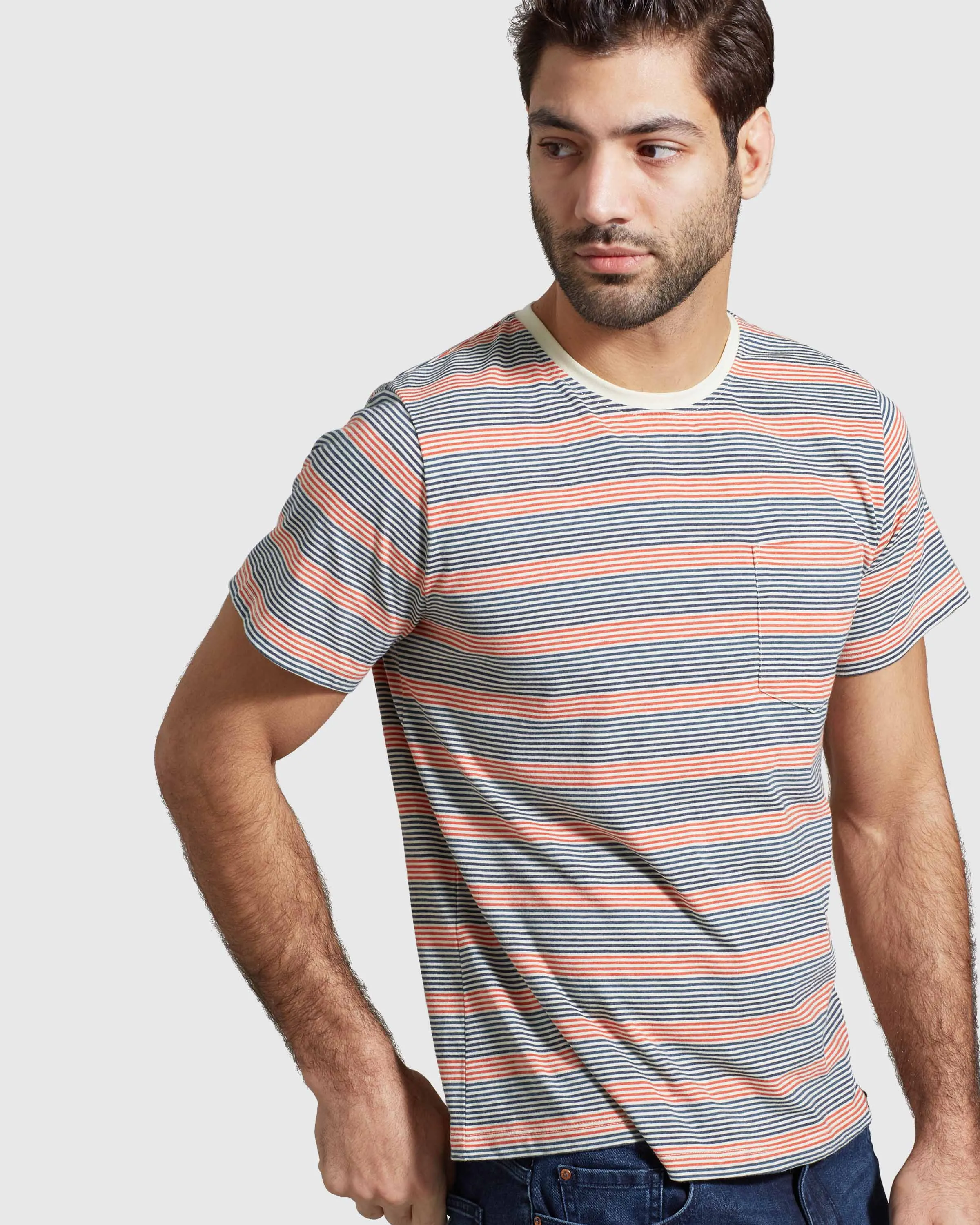 Men's EcoKnit™ Striped Pocket Tee