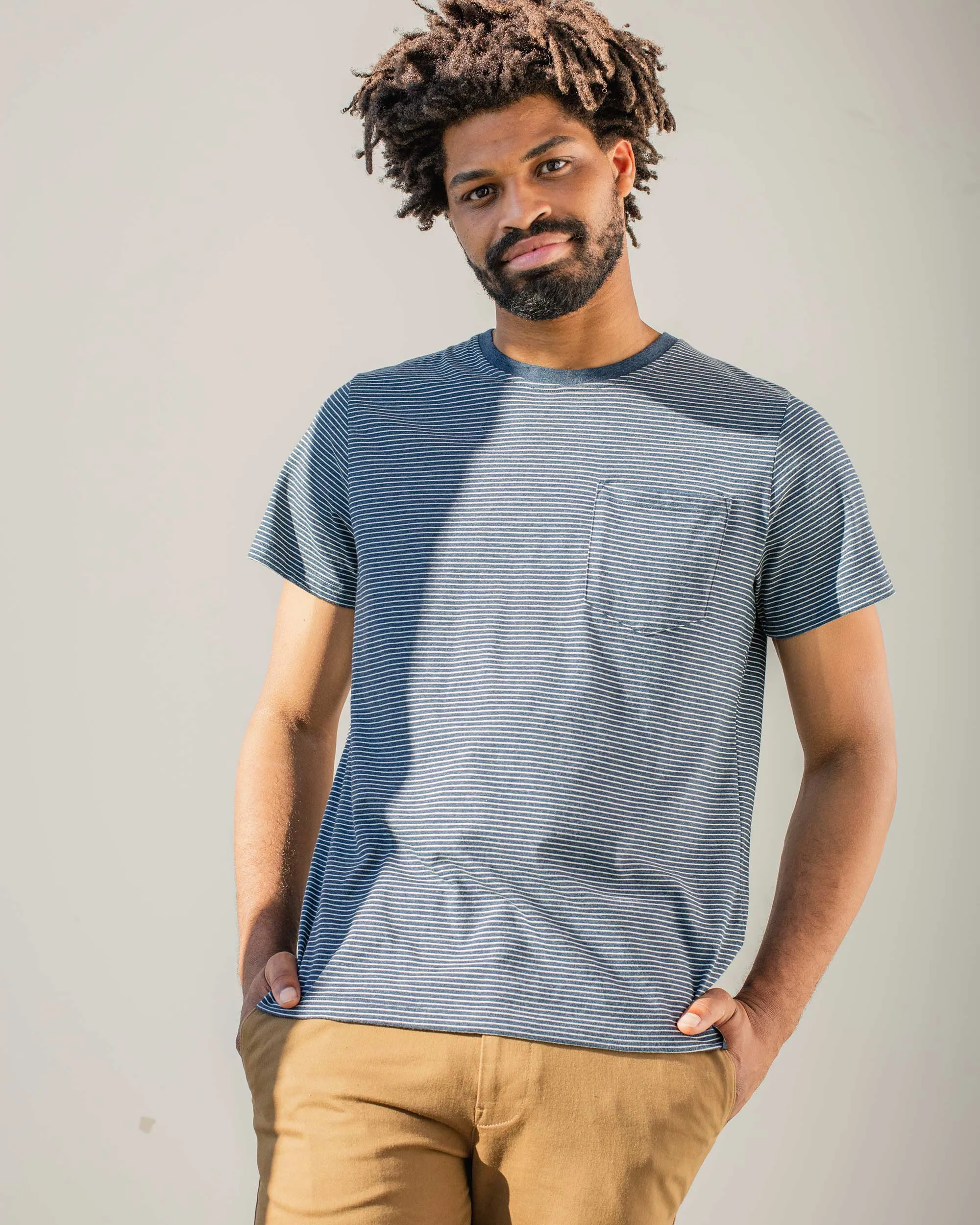 Men's EcoKnit™ Striped Pocket Tee