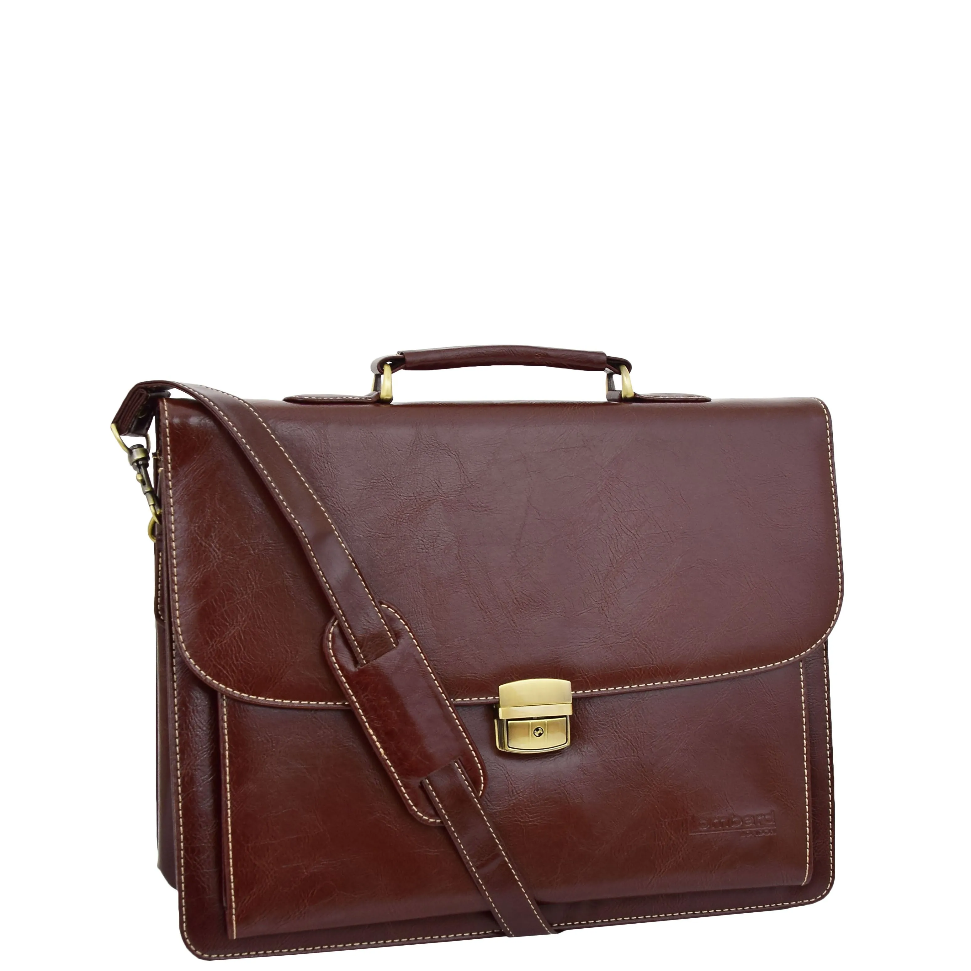 Mens pu Leather Briefcase Brown Laptop Bag A4 Office Business Satchel Andy