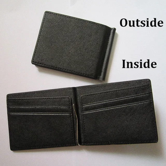 Multi-colors New arrival High quality PU leather men wallets fashion Korea stainless money clips male purse for men wallet FGS14