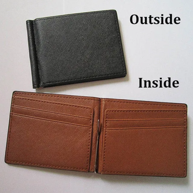 Multi-colors New arrival High quality PU leather men wallets fashion Korea stainless money clips male purse for men wallet FGS14