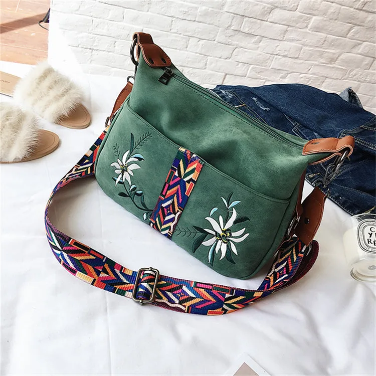 Multifunction Shoulder Embroidery Handbag