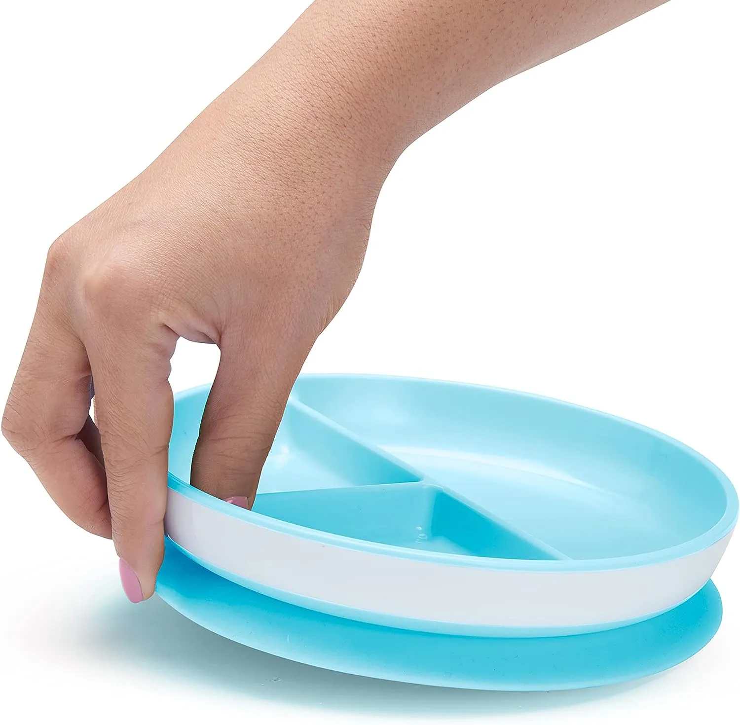 Munchkin Stay Put Divided Suction Plates, Blue/Green