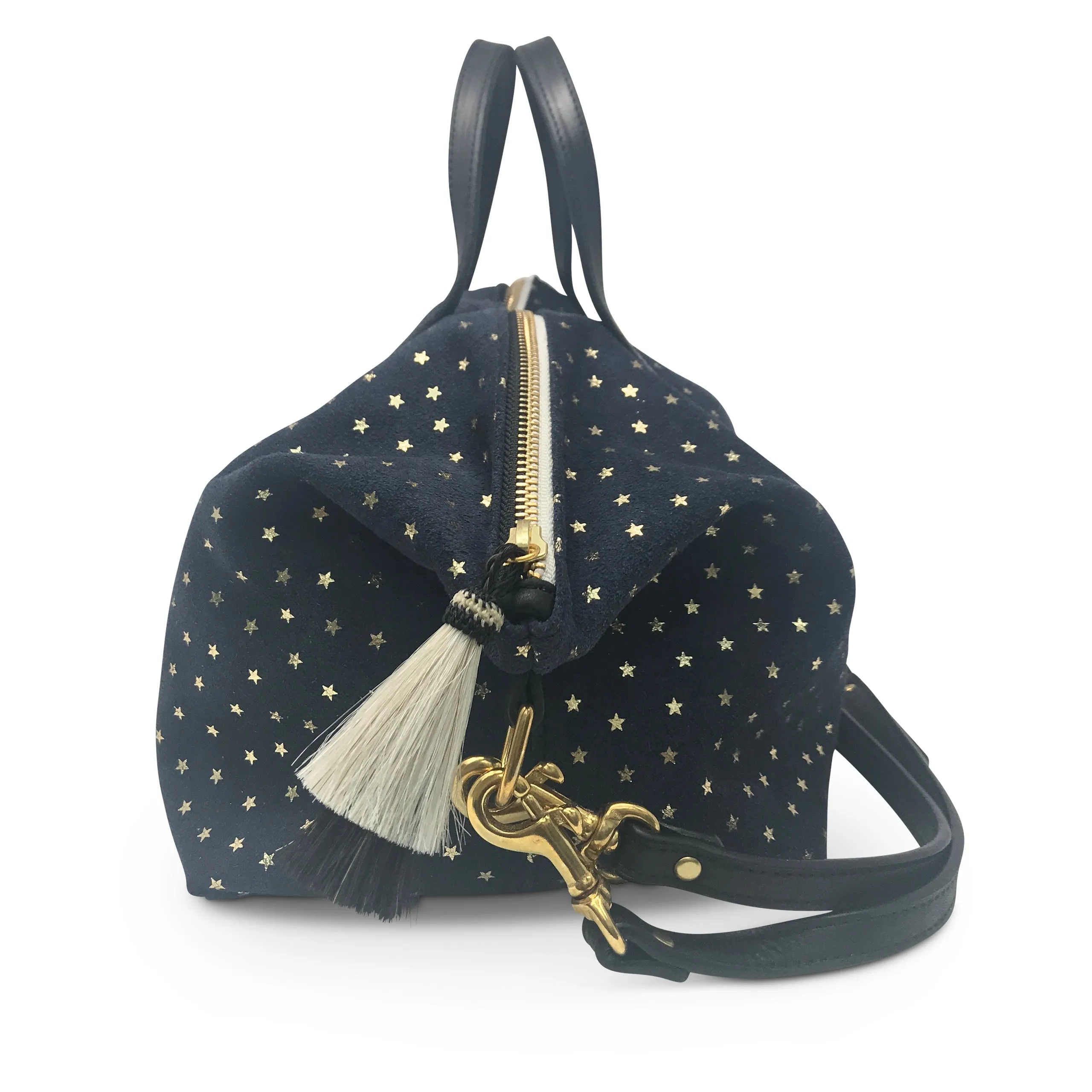 Navy Suede Gold Foil Stars Devon Holdall