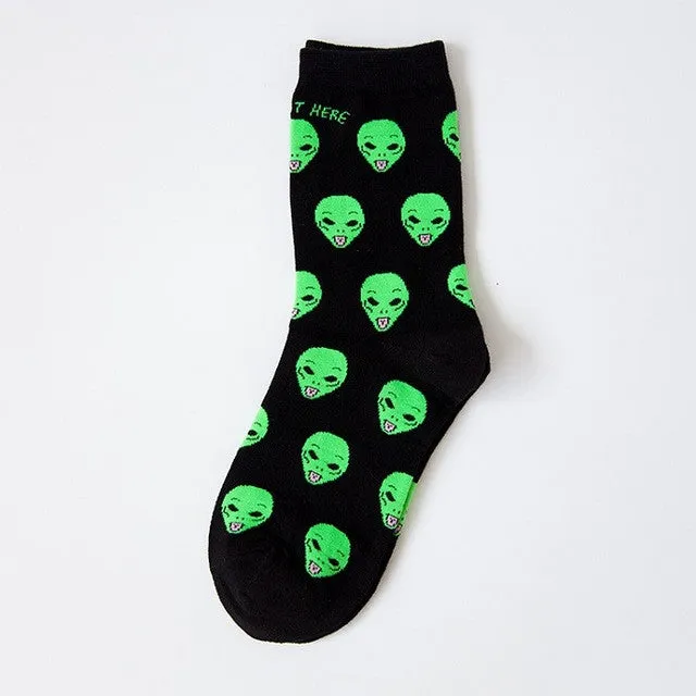 New Cat Alien Socks for Men Women Hip hop Cool Socks 36-42