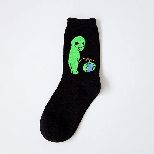 New Cat Alien Socks for Men Women Hip hop Cool Socks 36-42